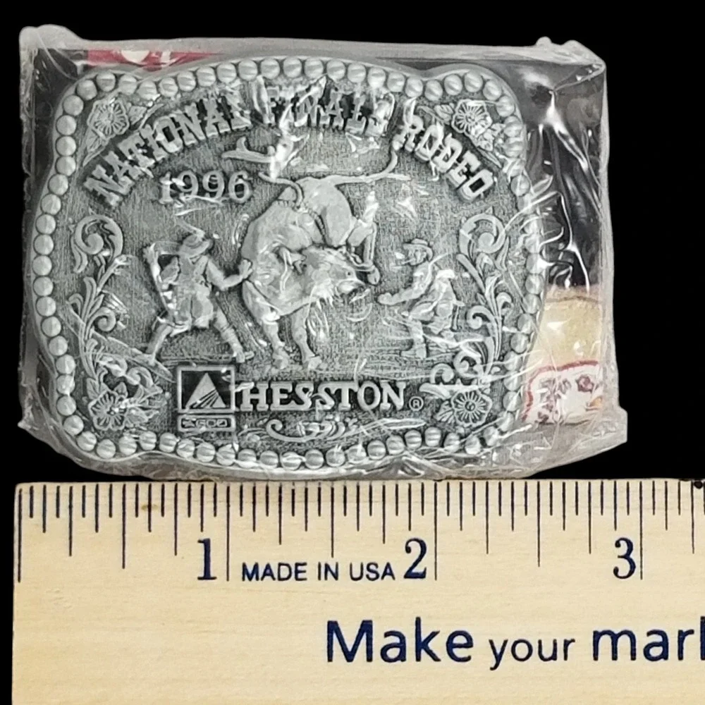 1996 National Finals Rodeo Hesston Small‎ Belt Buckle Bull Rider Western NEW
